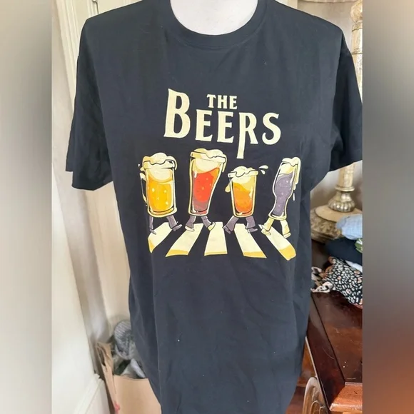PAMPLING ladies 100% cotton T-shirt, size medium “THE BEERS” tee. Black - Picture 4 of 4